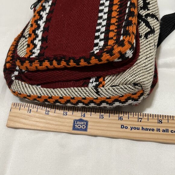LUCAS Southwest Blanket Small Backpack Woven Red Orange Embroidered KEELA - Picture 3 of 12
